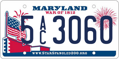MD license plate 5AC3060