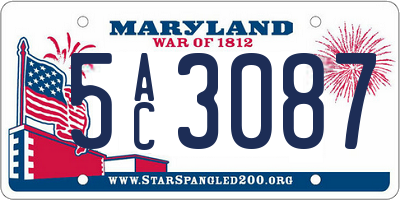MD license plate 5AC3087