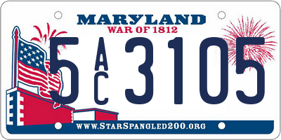 MD license plate 5AC3105