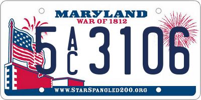 MD license plate 5AC3106