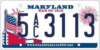 MD license plate 5AC3113