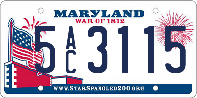 MD license plate 5AC3115