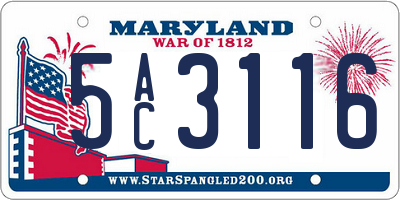 MD license plate 5AC3116