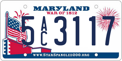MD license plate 5AC3117