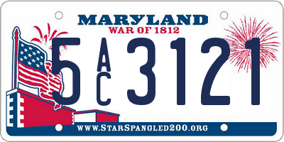MD license plate 5AC3121