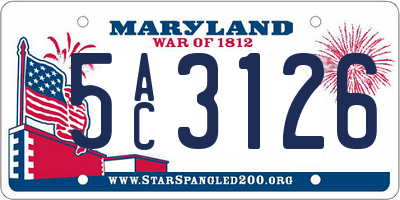 MD license plate 5AC3126