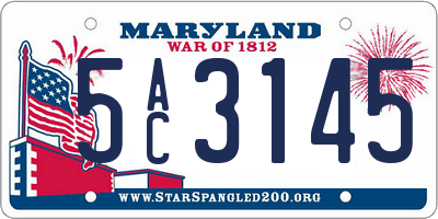 MD license plate 5AC3145