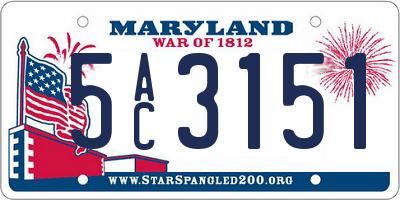 MD license plate 5AC3151