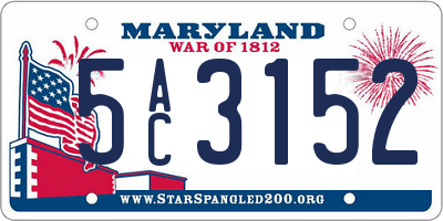 MD license plate 5AC3152
