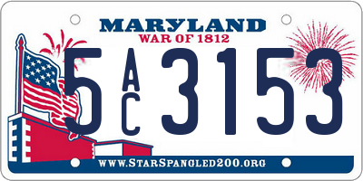 MD license plate 5AC3153