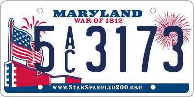 MD license plate 5AC3173
