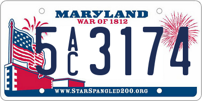 MD license plate 5AC3174