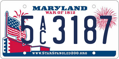 MD license plate 5AC3187