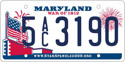 MD license plate 5AC3190