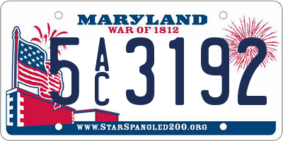 MD license plate 5AC3192