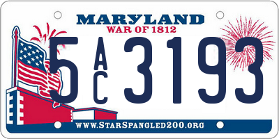 MD license plate 5AC3193