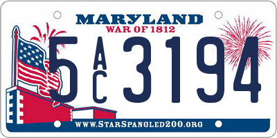 MD license plate 5AC3194