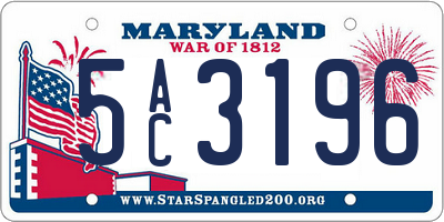 MD license plate 5AC3196