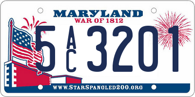 MD license plate 5AC3201