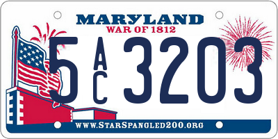 MD license plate 5AC3203