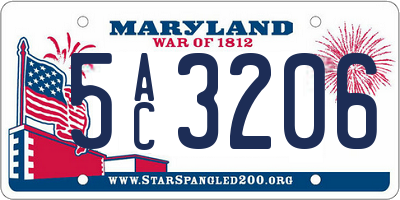 MD license plate 5AC3206