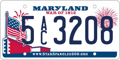 MD license plate 5AC3208