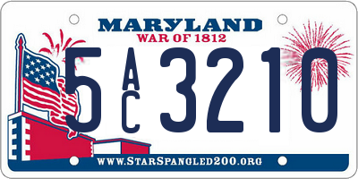 MD license plate 5AC3210