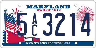MD license plate 5AC3214