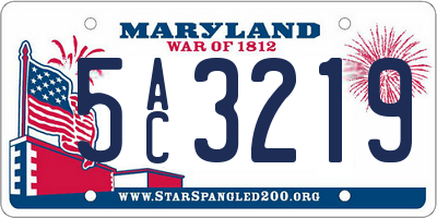 MD license plate 5AC3219