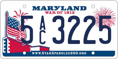 MD license plate 5AC3225