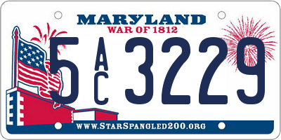 MD license plate 5AC3229