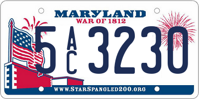 MD license plate 5AC3230