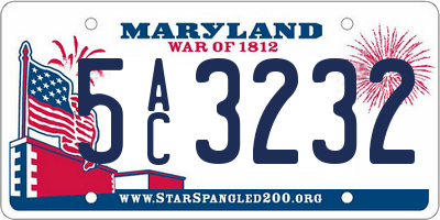 MD license plate 5AC3232