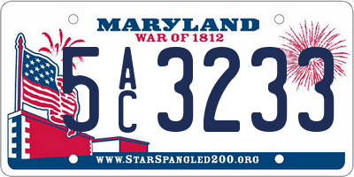 MD license plate 5AC3233
