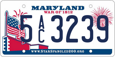 MD license plate 5AC3239