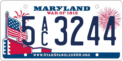 MD license plate 5AC3244
