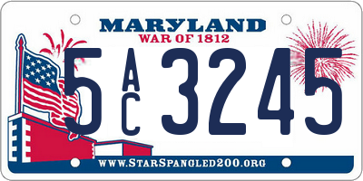 MD license plate 5AC3245