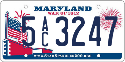 MD license plate 5AC3247