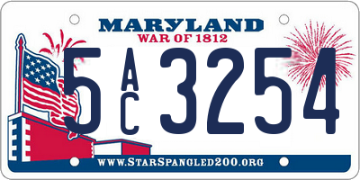 MD license plate 5AC3254