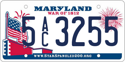 MD license plate 5AC3255