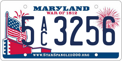 MD license plate 5AC3256