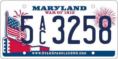 MD license plate 5AC3258