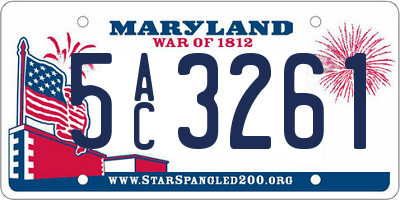 MD license plate 5AC3261