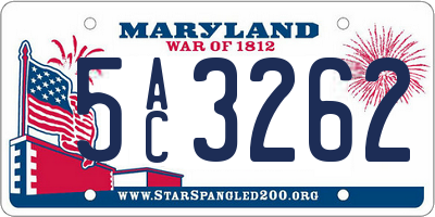 MD license plate 5AC3262