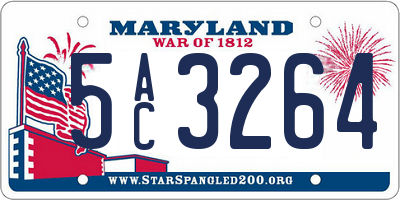 MD license plate 5AC3264