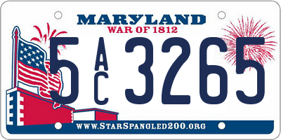 MD license plate 5AC3265
