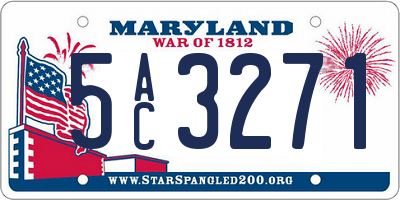 MD license plate 5AC3271