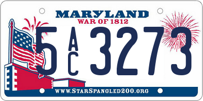 MD license plate 5AC3273