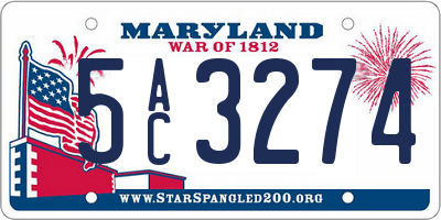 MD license plate 5AC3274
