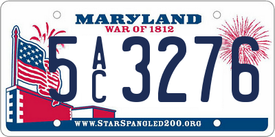 MD license plate 5AC3276